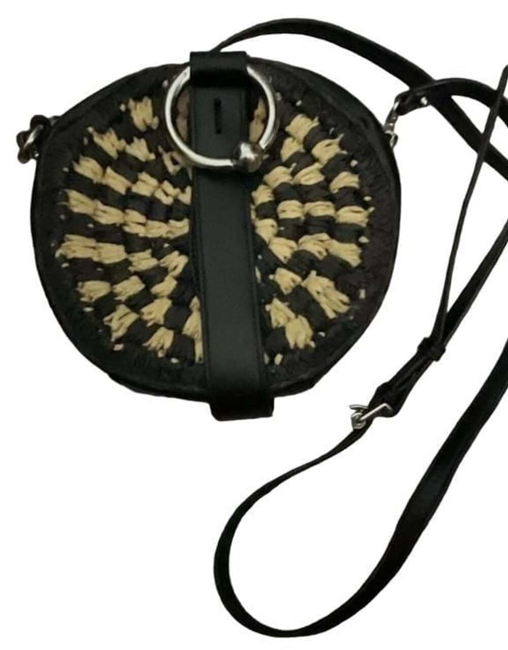 Rebecca Minkoff Leather Trim Raffia Crossbody Bag - Black Crossbody Bags, Handba